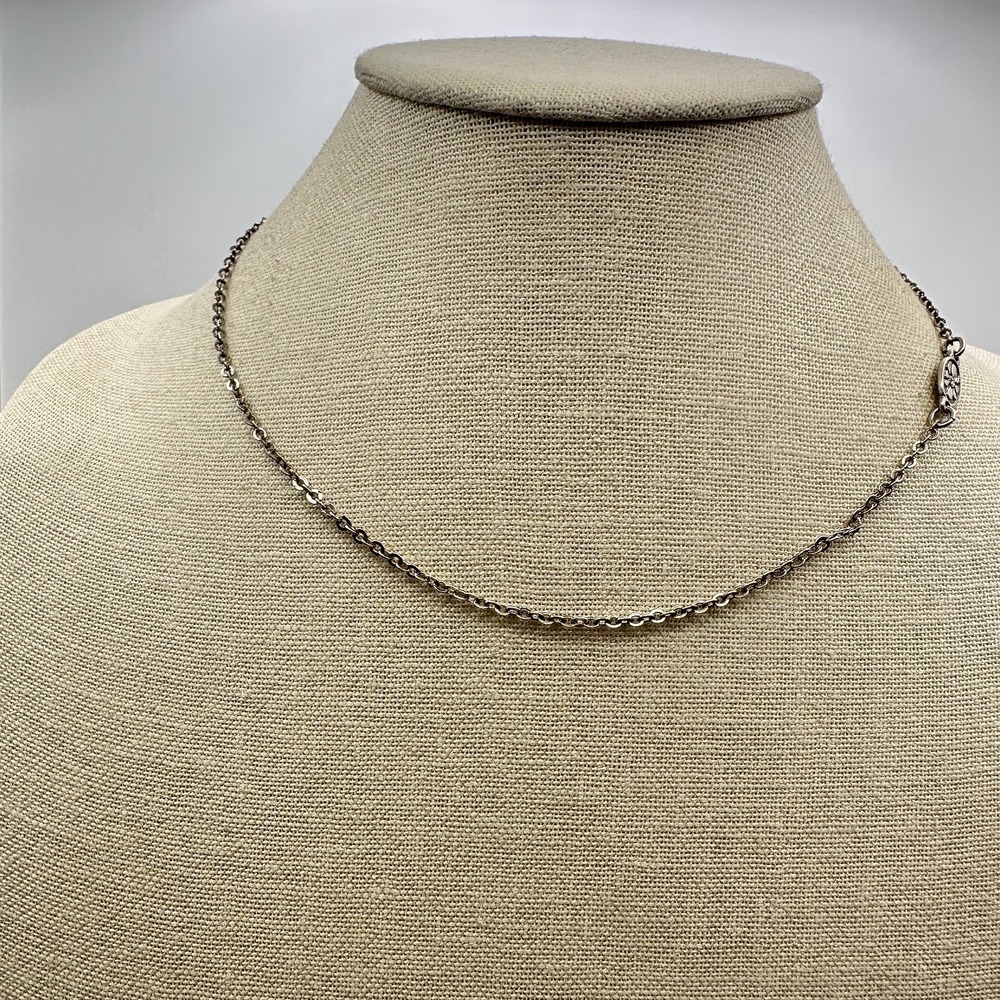Vintage Y2K Silver Tone Floral Charm Link Chain Choker Necklace Women's Jewelry